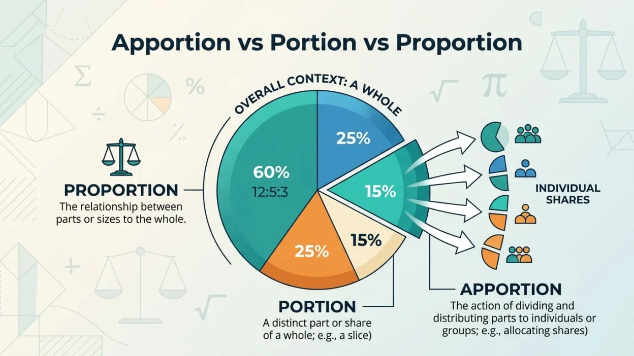 Apportion vs Portion vs Proportion